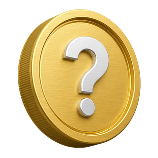 Moneta decorativa 3D d'oro con un punto interrogativo all'interno della pagina FAQ